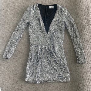 silver sequin wrap dress